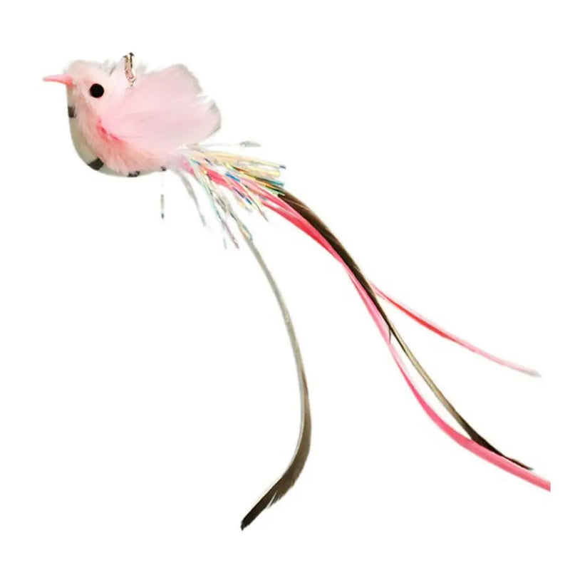 Plush Simulated Bird Cat Stick Head Cat Teaser Stick Colorful Cat Playing Teaser Wand Suction Cup Teaser Toy Interactive Cat Toy