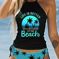 Sexy Solid Print Tankini Set Tied Halter Bikini Swimsuit | SAMAG
