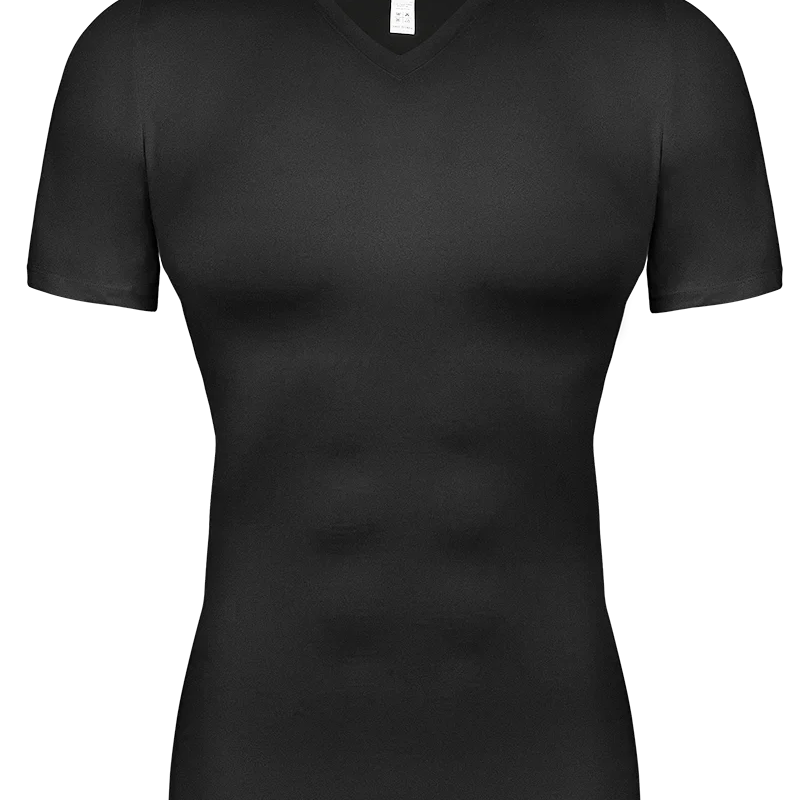 Men's Body Shaper Compression Tank Tops V-Neck Short Sleeved Slimming Undershirt Workout Abs Abdomen Tummy Control Shapewear
