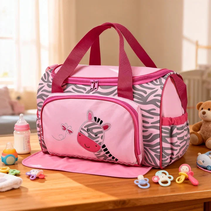 Fashionable cartoon embroidered single shoulder mommy bag with multifunctional and large capacity mother and baby diaper bag