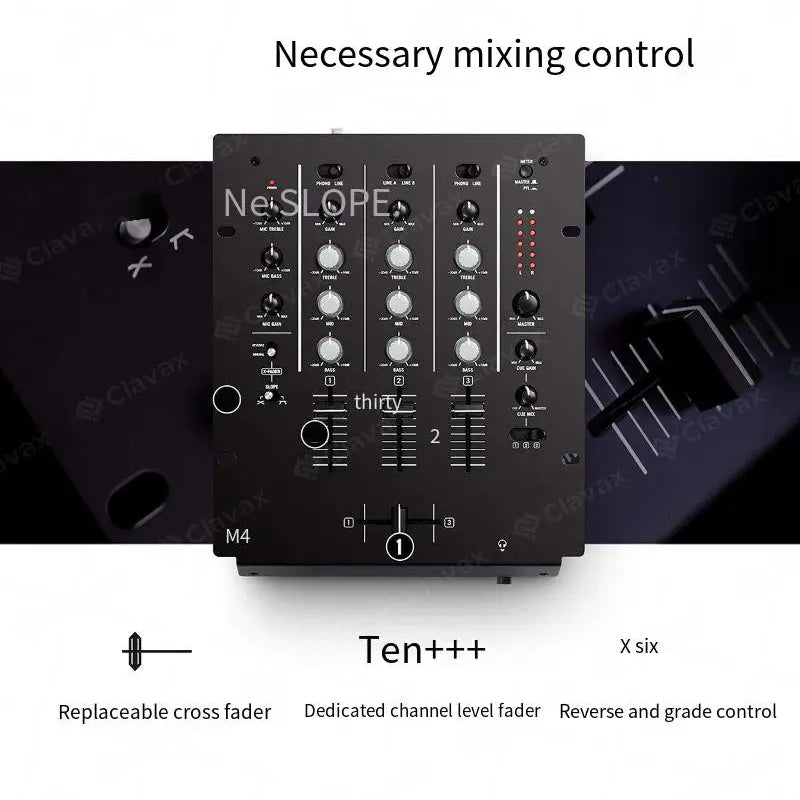 Professional 3-Channel Equalizer Scratch-Resistant DJ Mixer Console Replaceable Turntable Mixer