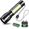 USB Rechargeable Mini Flashlight LED Flashlight COB+XPE Portable Torch Camping Lantern Zoomable Focus Light Flashlight With Clip