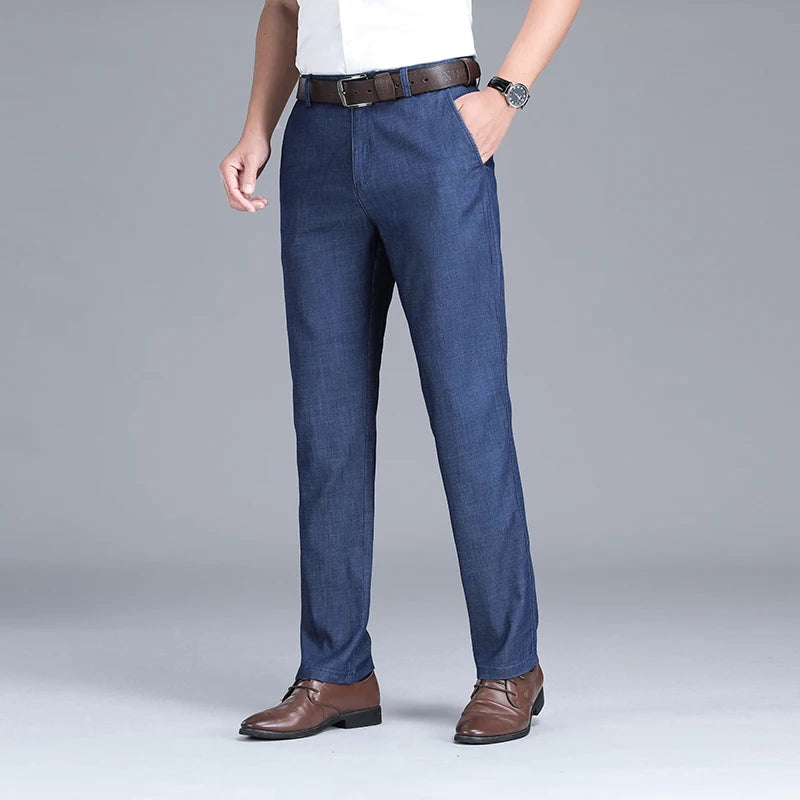 Men's Summer Thin Jeans Loose Stretch Large Size Ice Silk | SAMAG