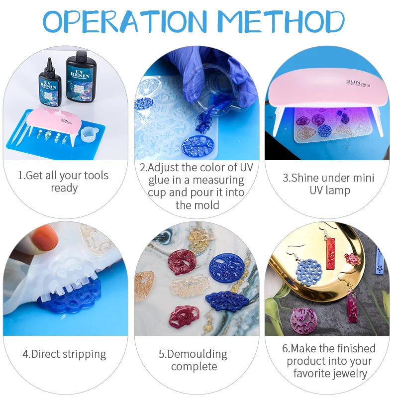 Hard UV Resin Glue Kit Fast Curing Epoxy UV with Mixing Tools for Starter Supplies for Art Craft Jewelry - Visuel 3 | SAMAG