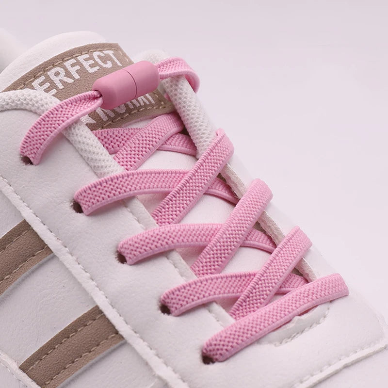 New 1Pair/3Pair Metal Lock Shoe Laces for Sneakers Elastic Stretch No Tie Shoelaces Casual Shoes Running Shoes