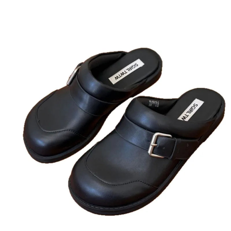 Retro Flat-bottomed Bag Head and Half Slippers Women's New Slip-on Lazy Shoes Tide Fashion