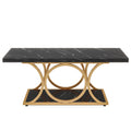 Tribesigns Rectangle Coffee Table, 47.24-inch Modern Coffee Tables for Living Room, 2-Tier Faux Marble Wood Coffee Table