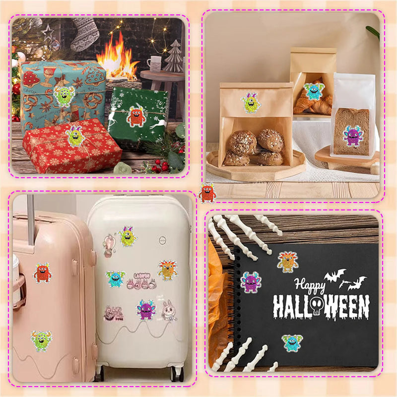 100-500pcs Laser Monster Halloween Stickers Party Halloween Gift Wrapping Label Scrapbook Cartoon Stationery Stickers