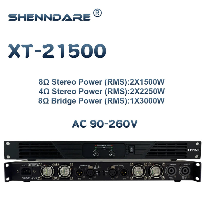 ShennDare XT22500 Professional Power Amplifier 2x2400W 8ohm DJ Subwoofer Amplifier 2 Channel Class D 2X3600W 4Ohm Speaker Preamp