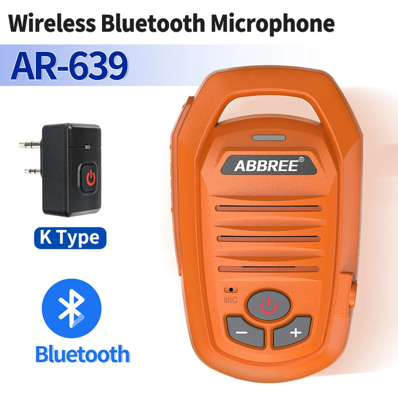 ABBREE Walkie Talkie Wireless Bluetooth Microphone Speaker MIC Waterproof For Baofeng UV-21 Quansheng UV-K6 Retevis Radios