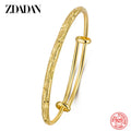 ZDADAN 925 Silver 18K Gold Simple Adjustable Bracelet Bangle For Women Wedding Fashion Jewelry