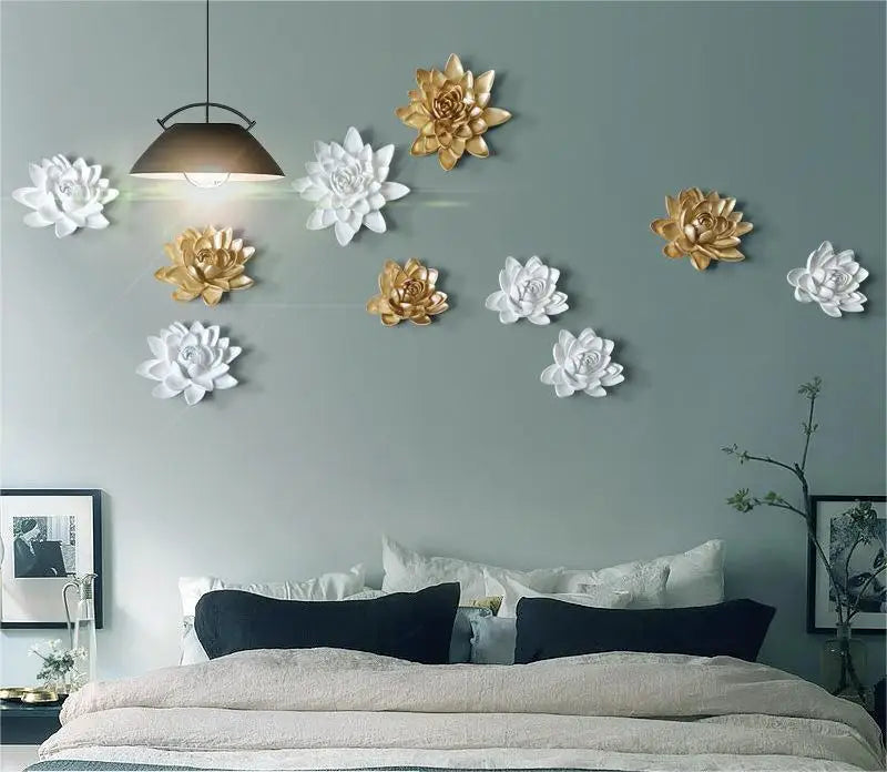 Resin Flower Wall Decoration Creative 3D Home TV Background Decoration Artificial Flowers Indoor Home Decor Housewarming Gift