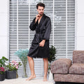 2025 Summer Men's Thin Pajamas Robes Men Homewear Long Sleeve Kimono Bathrobe Black Silk Sleepwear Male Shower Robe Nightwear