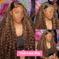 30 32 Inch 13x4 13x6 HD Highlight Ombre Curly Lace Frontal Human Hair Wigs Honey Blonde Colored Deep Wave Frontal Wigs For Women