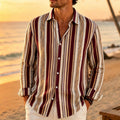 Men's long sleeved shirt mixed color vertical stripe | SAMAG