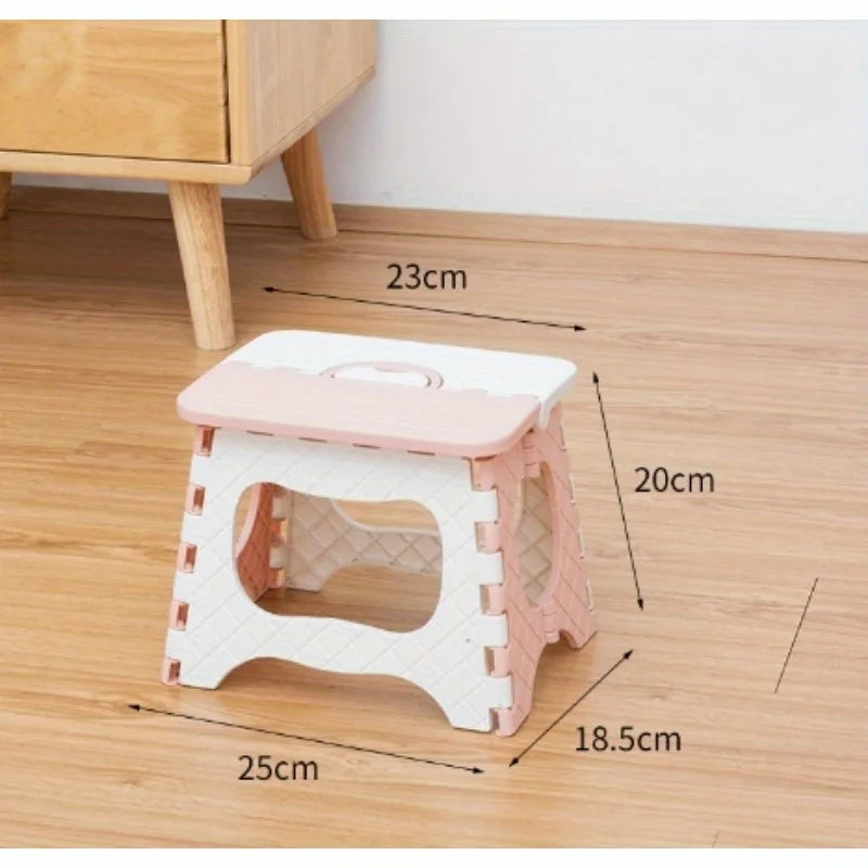 1PC Portable Grey Plastic Folding Stool - Compact, Versatile for Camping, Fishing, Home & Car Storage.
