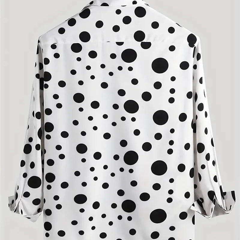 Men's Long Sleeves Shirt Tops Polka Dot Lapel Clothing | SAMAG