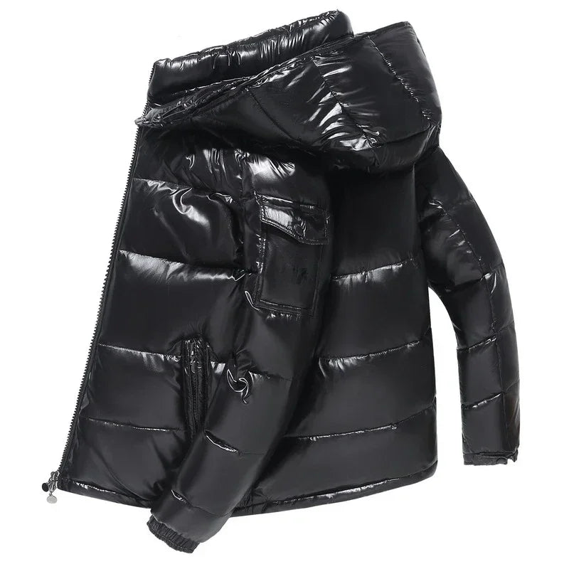 High Quality New Hooded Down Men Trend Solid Color Short Winter Hooded Jackets Coat Windproof Thickened Warm Long Sleeve Parkas