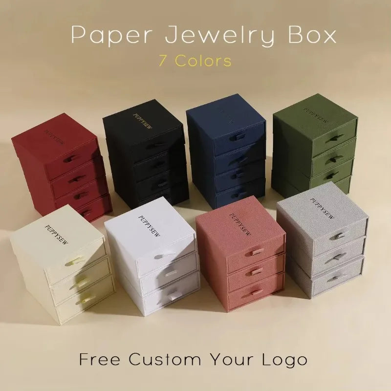 1PCS Free Custom Logo Paper Box Necklace Ring Box With Sponge Drawer Box Personalized Exquisite Jewelry Packaging Pack 8*8 10*10