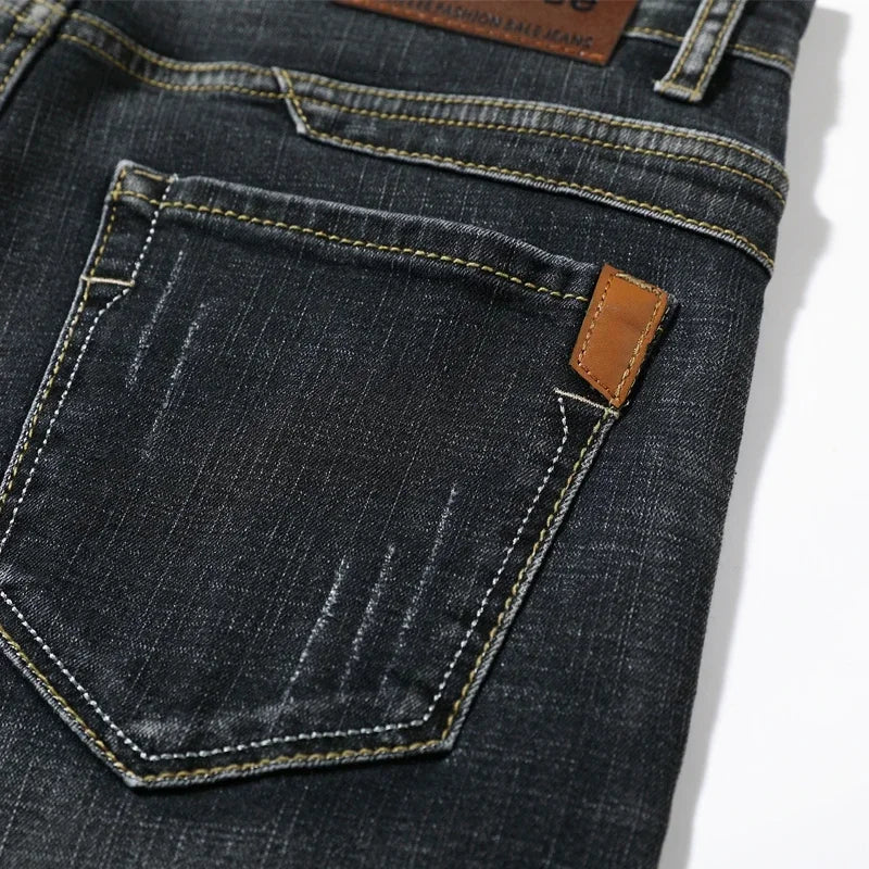 Summer Shorts Jeans Men Denim Pants Stretch Dark Blue | SAMAG