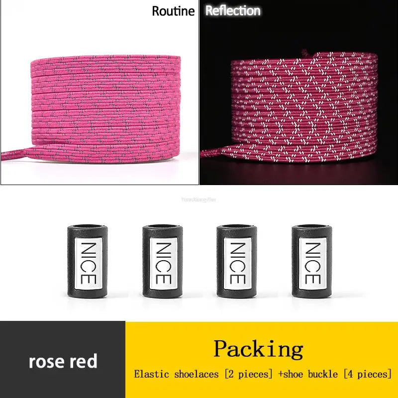 New Reflective No Tie Shoelaces Elastic Laces Sneakers Flat Shoe laces without ties Kids Adult Shoelace One size fits all Shoes