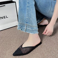 2026 Summer New Fashionable Pointed Toe Half Slippers Women Women's Mesh Hollow Slippers Outdoor Leisure Shoes Plus Size 35-42