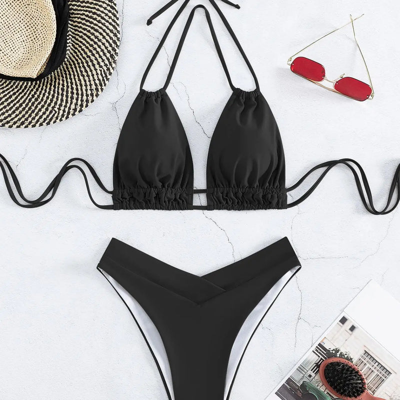 Nylon Solid Bikini Swimwear Sexy Fashion Modelling Design | SAMAG