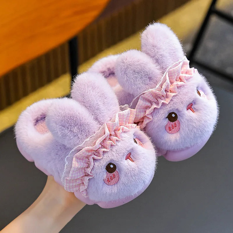 Women's Cotton Slippers Winter Indoor Home Warm and Velvet Household Parent-Child Wool Cotton Shoes Women Wear Outside Winter