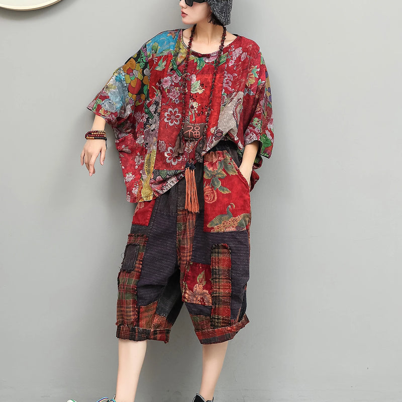 Chinese Style Women Summer Pant Northeast Floral - View 3 | SAMAG