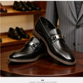 YETTIES Men's Pointed Toe Genuine Leather Loafers | Business Formal Slip-On Dress Shoes | Versatile Comfort Casual Work Footwear