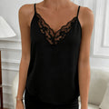 Women's V Neck Black Lace Splicing Camisole Sling Tank Top Spring Summer Sexy Casual Everyday Home Versatile Camisole Top
