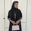 Long Raglan Sleeve Abaya with Contrast Print Details | SAMAG