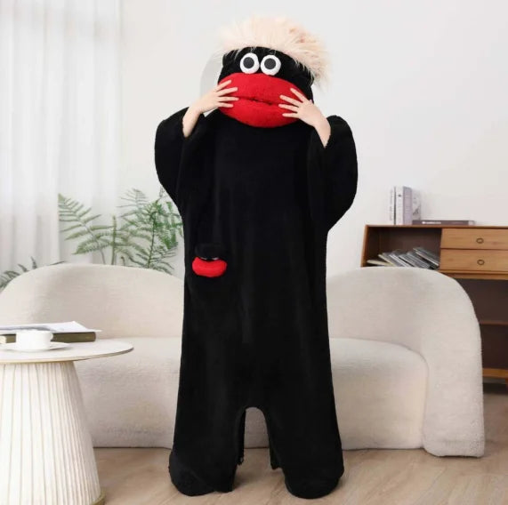 Cartoon Big Mouth Monster Cute Funny Onesie Pajamas Thickened Coral Fleece Homewear For Couples Men Women Autumn Winter Pajamas