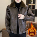2025Men's Fleece-Lined Thickened Fur Collar Leather Jacket |  Autumn & Winter New Style  High-Quality