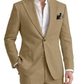 Men's 2 Pieces Linen Suits Casual Lightweight Summer Beach Groom Wedding Suit Linen Blazer Pants Set