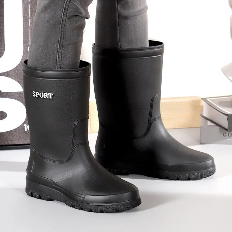 Summer Short Young Men's Rain Boots Motorcycle Gum Fashion Adult On Offer Gumboots Plastic Waterproof and Non-slip Male Shoes