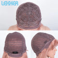 Lekker Rose Pink Bone Straight 100% Human Hair Wigs With Bangs For Women Brazilian Remy Hair Glueless Colored Long Wigs