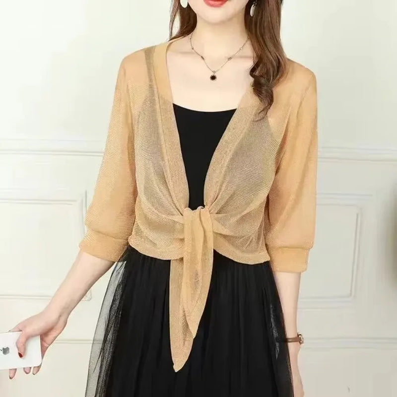 Women's Sparkling Lace - Up Cardigan Summer Sheer Cover Up - View 2 | SAMAG