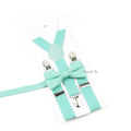 Fashion Men Kids Turquoise Green Suspender Bowtie Sets Elastic Solid Color Y - back Straps Butterfly - Visuel 12 | SAMAG