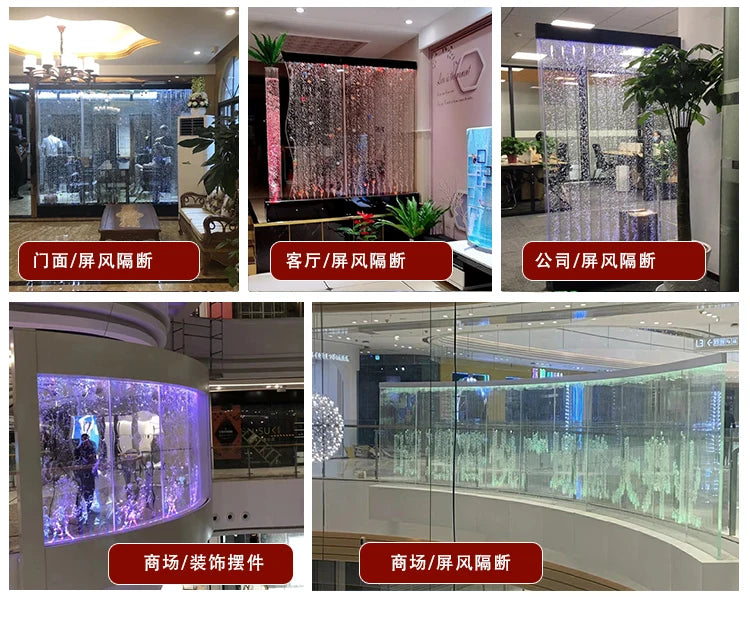 Water curtain wall, running water screen partition company, family entrance acrylic calligraphy and painting flat wine cabinet