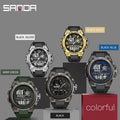 SANDA 6024 Men Sports Quartz Watches Dual Display LED Electronic Digital Wristwatches Waterproof Watch Relogios Masculino
