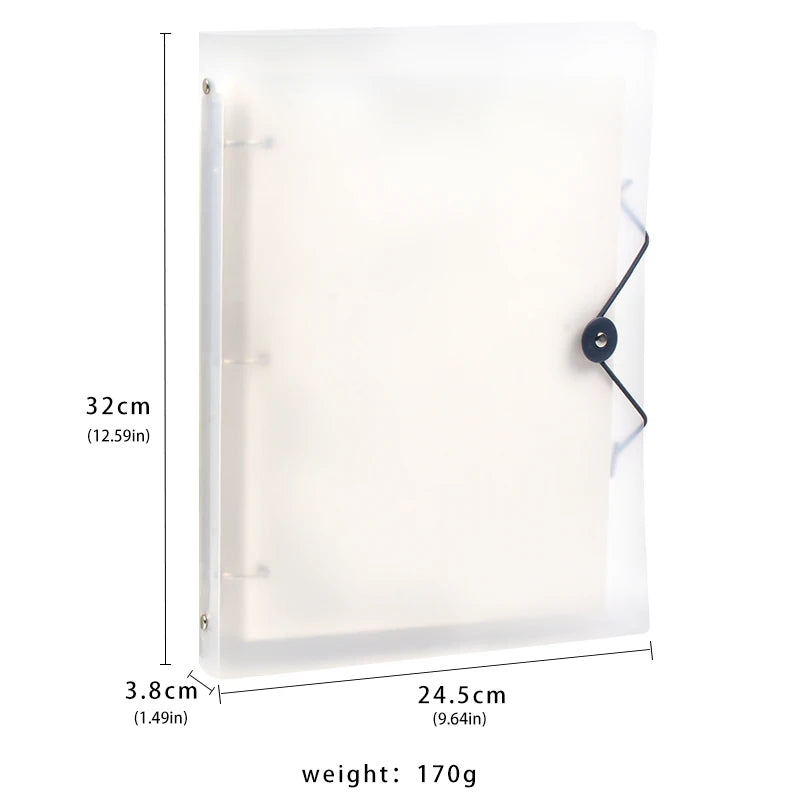 3Pcs Frosted Transparent A4 Loose Leaf Binder 3 Hole Punchless Snap Button File Folder Office School Document Storage Organizer