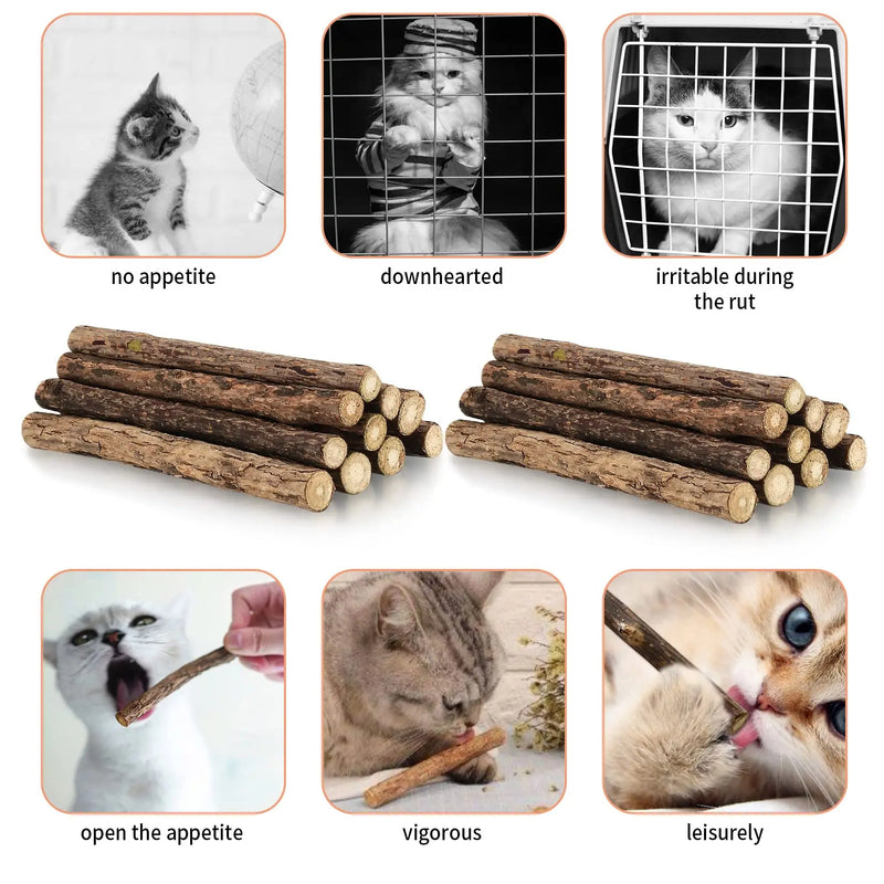 33pk Catnip & Silvervine Sticks - Natural Chew Toys w/ 3 Mouse Toys