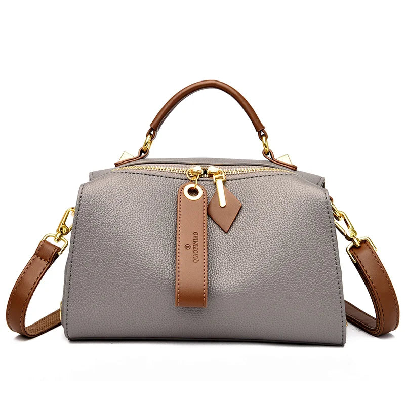 2026 New Large Capacity Boston Pillow Bag Women's Crossbody Soft Leather Handbag Commute Texture Single Shoulder Bag