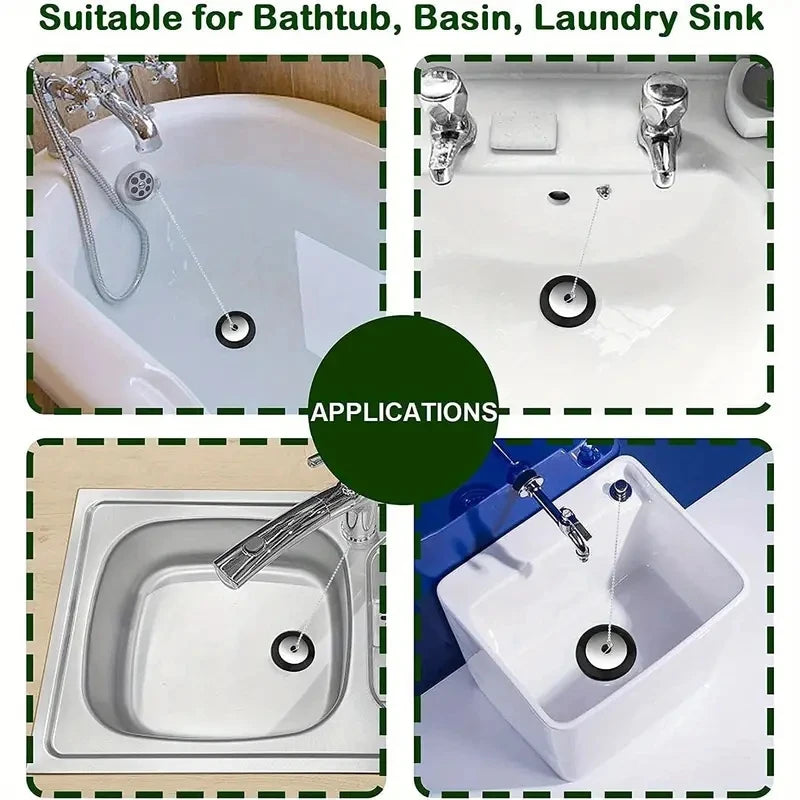 1pc Durable Rubber Bathtub Drain Stopper With Chain, Universal Sink Plug Strainer, Lightweight And Sturdy For Bathroom & Kitchen