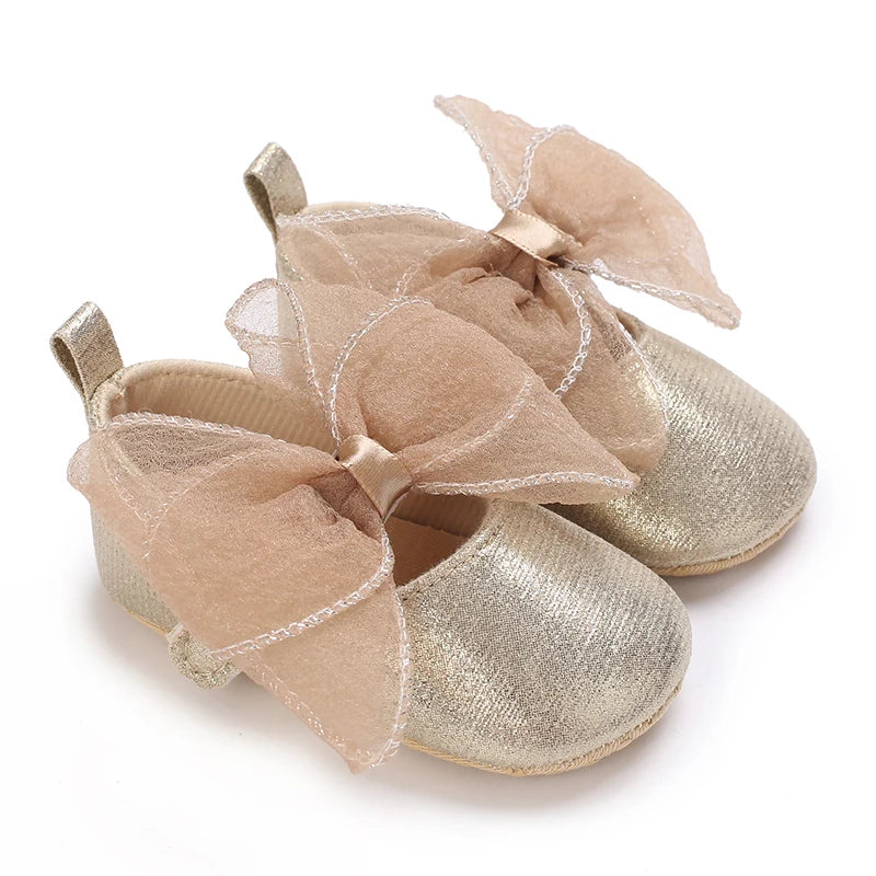 Gold Color Theme Christening baby Shoes for 1 Year Old Newborn Baby Baptismal Shoes for Girl Kids
