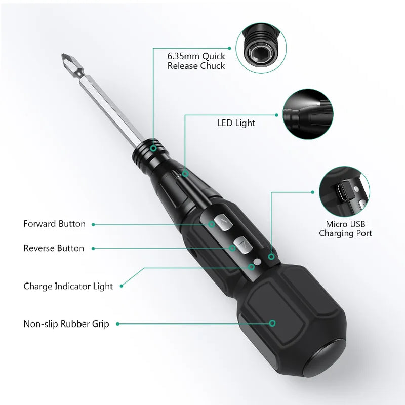 Electric Screwdriver Cordless Rechargeable Power Set Portable Automatic Home Repair Tool Kit with LED Lights - View 2 | SAMAG