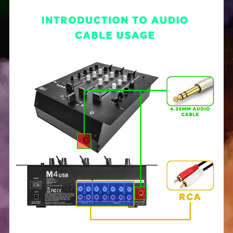 GAX-DM4 OEM  Professional 4-channel Audio Stereo Mixer with Sound Card Home KTV Stage DJ Mixing Console