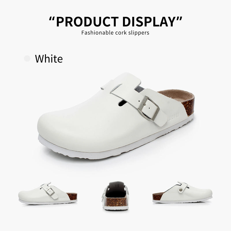 PU Leather Birken Mules Cork Footbed Potato Shoes Comfort Slip on Sandals with Arch Support Black White Brown With Arch Support