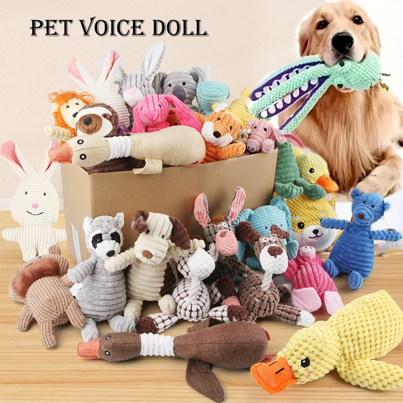 Soft Plush Dog Squeaky Toy Bite Resistant Molar Chew Doll Interactive Sound Pet Toy Puppy Anxiety Relief Boredom Relief Companio